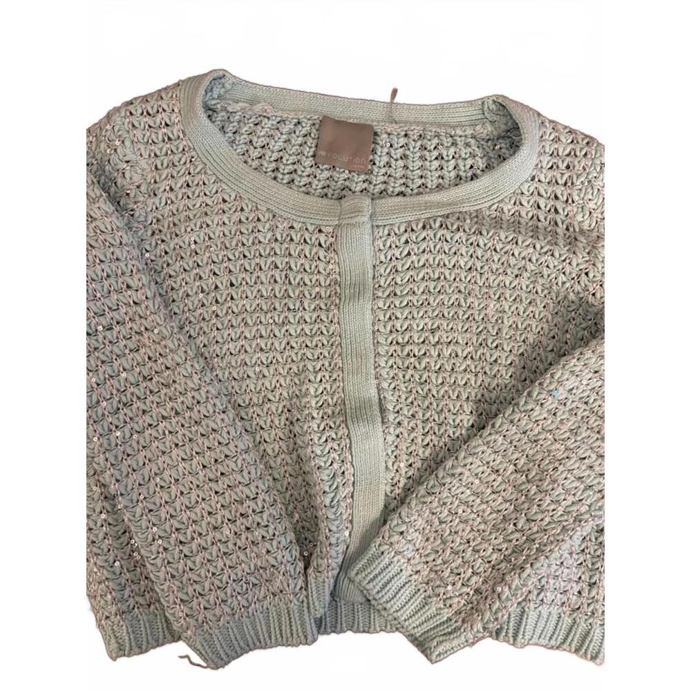 evolution by cyrus light blue knit-style sweater – size large